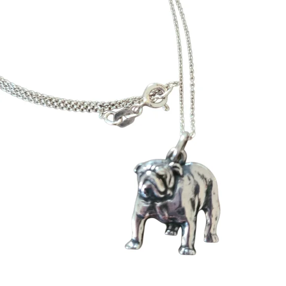 Retired James Avery .925 Silver Bulldog Pendant Charm Necklace